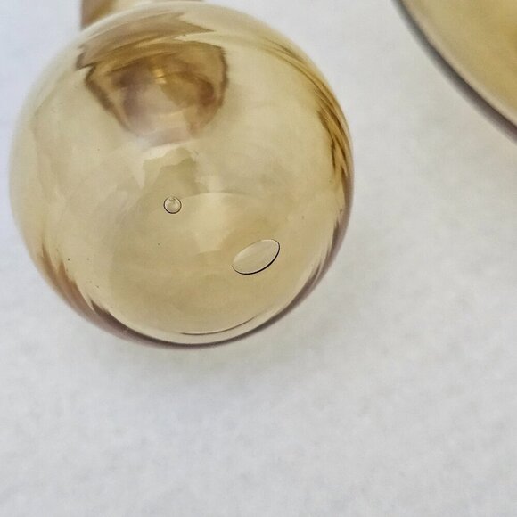 Pitman Dreitzer Peedee 8” Amber Gourd Squat Body Glass Decanter Vintage Bottle - Picture 8 of 9